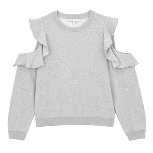 Rebecca Minkoff Sweatshirt M Gray Gracie‎ Cold Shoulder Ruffle Quiet Luxury